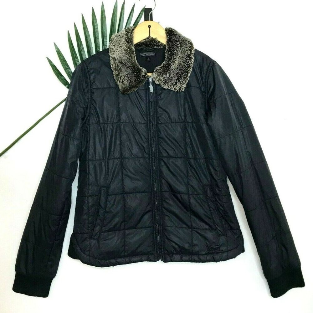 VANS Quilt Puffer Faux Fur Collar Full Zip Jacket